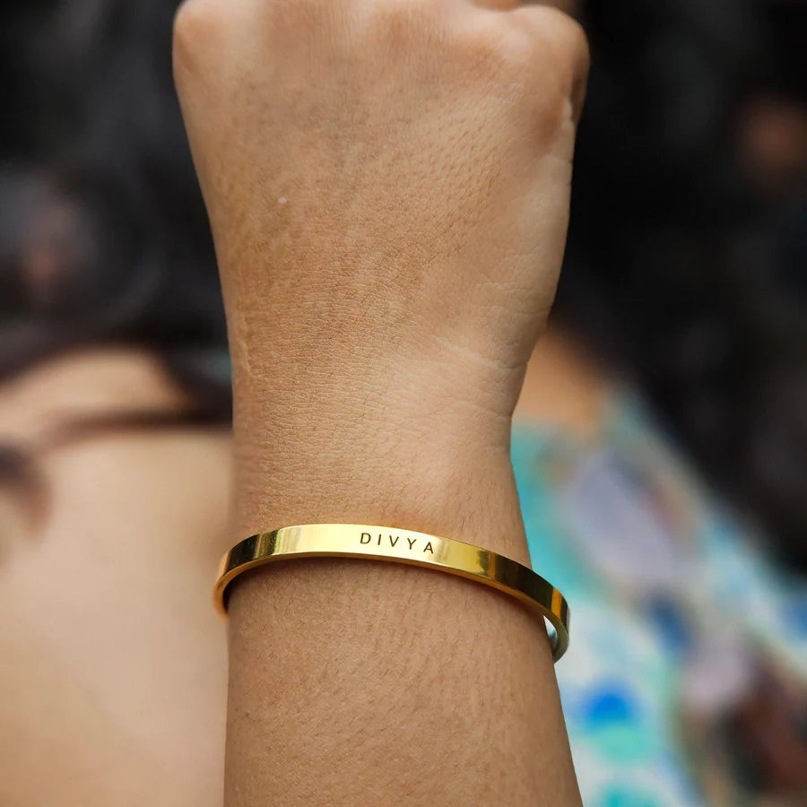 Personalised Cuff Bracelet Gold