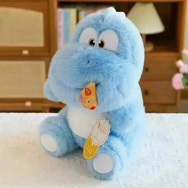 Pizza Eating Dinosaur Plushie (Blue)