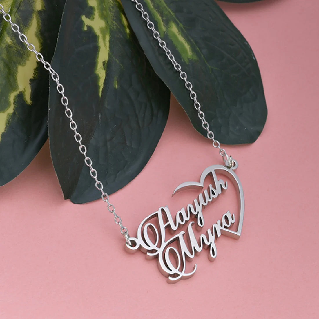 Personalised Half Heart Couple Name Necklace