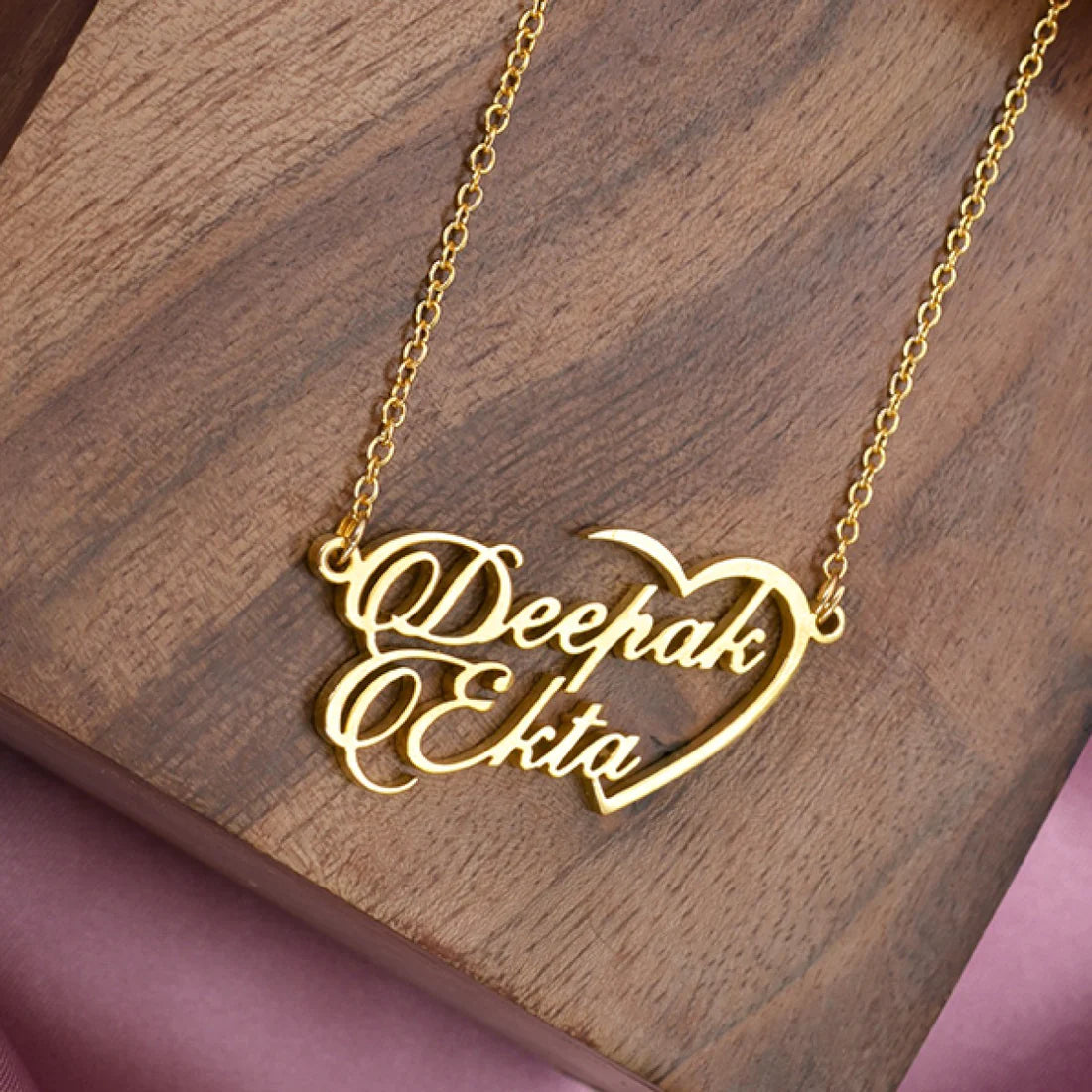 Personalised Half Heart Couple Name Necklace