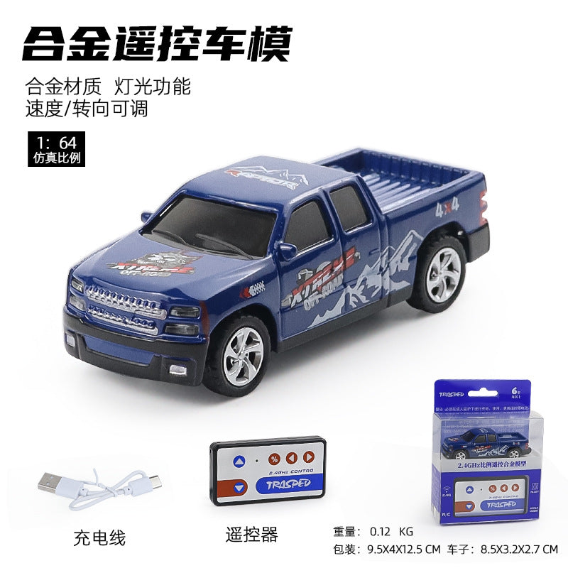Mini Alloy Remote Control Pickup Off-Road Vehicle Charging High-Sped drift Racing Toy - Blue