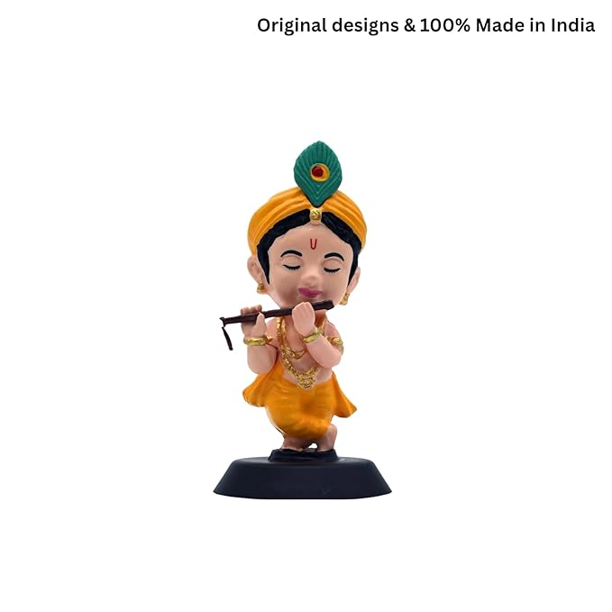 Shri Krishna with Flute Figurine Showpiece for Car Dashboard, Home Office |