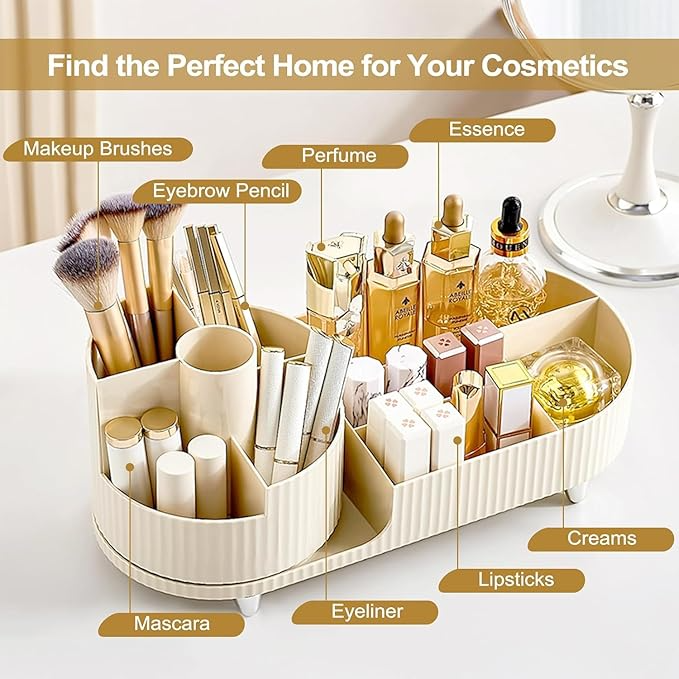 360° Rotating Makeup Organizer For Vanity, Large Capacity for Cosmetics, Cosmetics Skincare Organizers for, Jewelry, Skincare, Bathroom Organizer