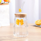 Ribbed Water Juice Coffee Tumbler Party Pink Yellow Blue Purple Bowknot
