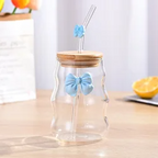 Ribbed Water Juice Coffee Tumbler Party Pink Yellow Blue Purple Bowknot