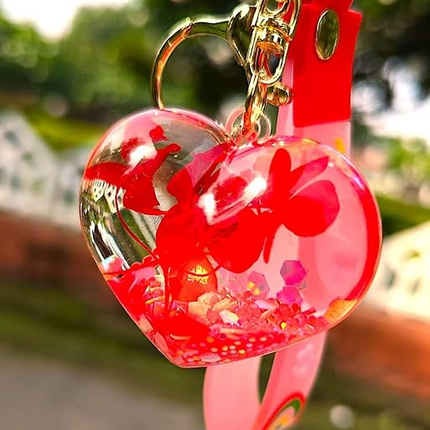 Red Heart -Blissful Liquid Filled Key Chain