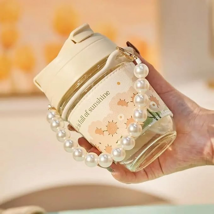 Cute Fruit Juice Glass Tumbler || Cartoon Water Cup with Lid and Straw