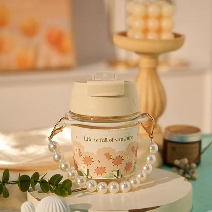 Cute Fruit Juice Glass Tumbler || Cartoon Water Cup with Lid and Straw