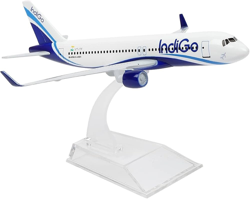 Indigo Airlines A320 Aircraft Model Diecast Metal Aeroplane, Realistic Design .