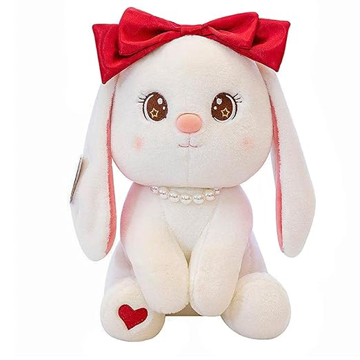 Tickles Bunny Rabbit with Bow and Necklace Soft Stuffed Plush Animal Toy