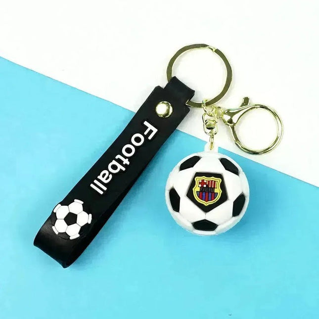 New FCB Wht/Blk Football Rubber Keychain