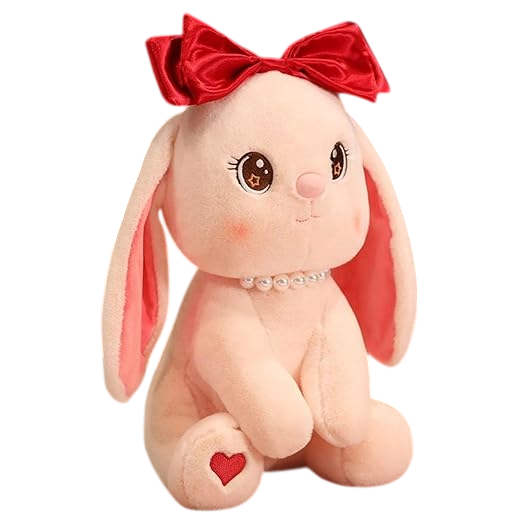 Tickles Bunny Rabbit with Bow and Necklace Soft Stuffed Plush Animal Toy