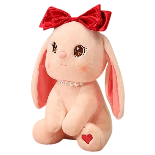 Tickles Bunny Rabbit with Bow and Necklace Soft Stuffed Plush Animal Toy