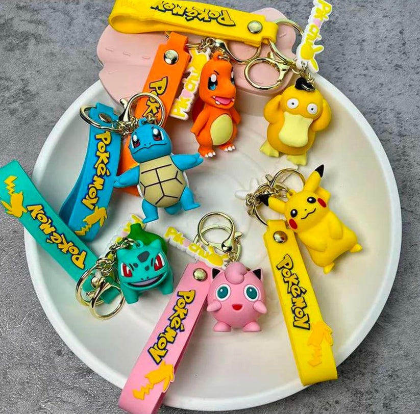 Pokemon Family Mix Design Rubber Keychain