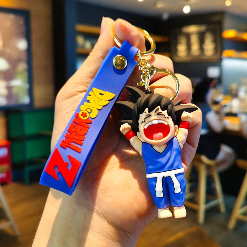 New Happy Blue Dragon Ball Z Goku Rubber Keychain