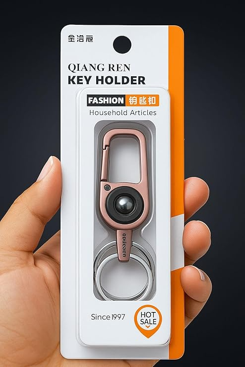 Qiang Ren Fashion Key Holder, Rose Gold, Carabiner Style,zinc metallic Keyring
