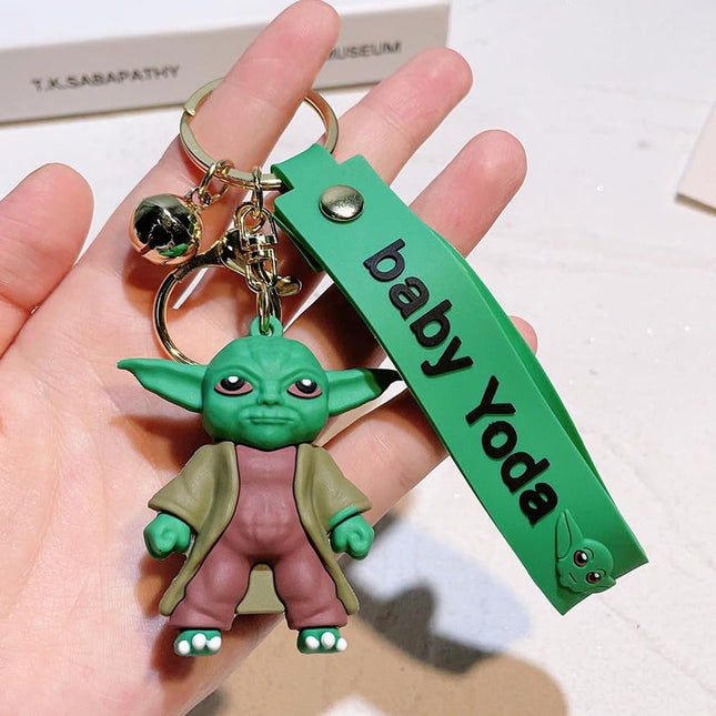Baby Yoda Green Standing Rubber Keychain