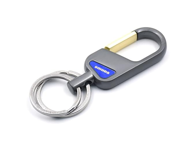 Omuda Stylish Hook Locking Silver Metal Carabiner Double Ring Hook Metal Key Chain for Men & Women