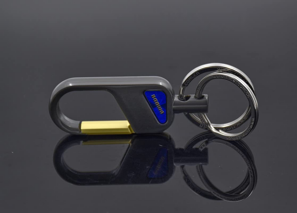 Omuda Stylish Hook Locking Silver Metal Carabiner Double Ring Hook Metal Key Chain for Men & Women