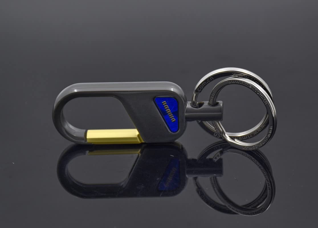 Omuda Stylish Hook Locking Silver Metal Carabiner Double Ring Hook Metal Key Chain for Men & Women