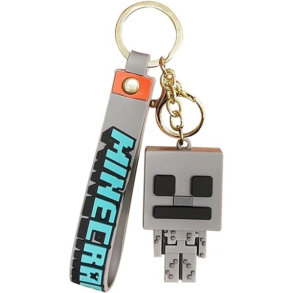 Minecraft Grey Rubber Keychain