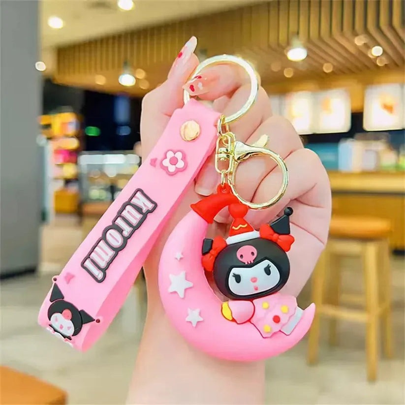 Kuromi On Moon Rubber Keychain