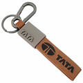 TATA Keychain Gunmetal Finish, Brown Premium Leather Strap