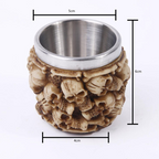 Creative 3D Skull Beer Shot Mug Resin Stainless Steel Double Layer Coffee Mug (B)