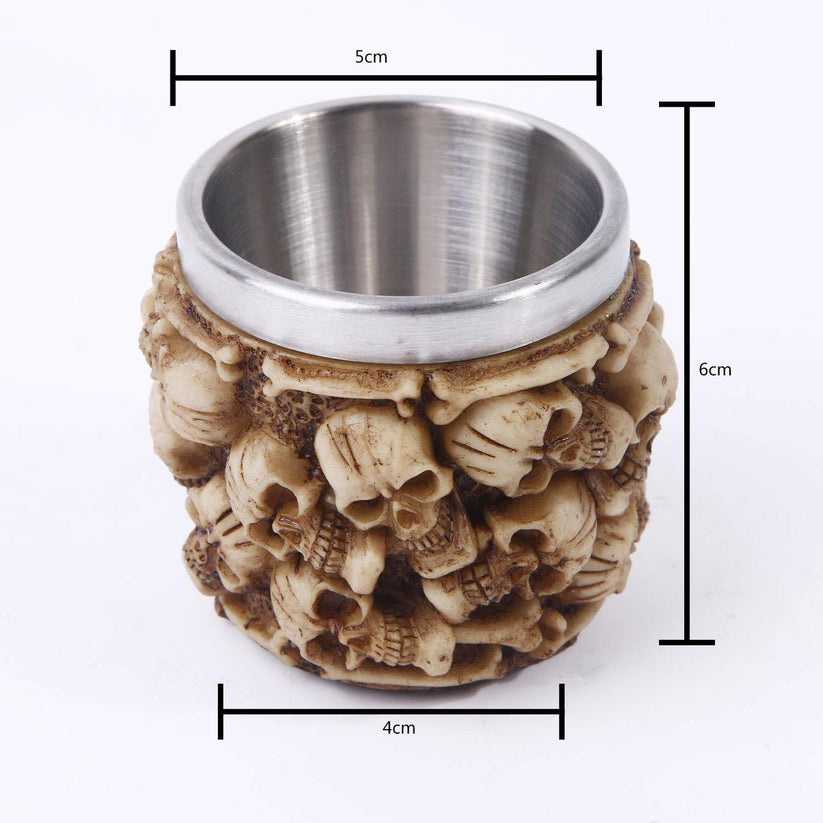 Creative 3D Skull Beer Shot Mug Resin Stainless Steel Double Layer Coffee Mug (B)