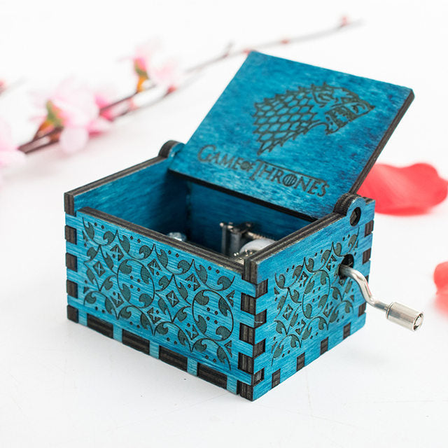 Mini Wooden Music Box, Wood Hand Crank Engraved Vintage Wooden Music Box Gifts for Children(Game of Thrones)