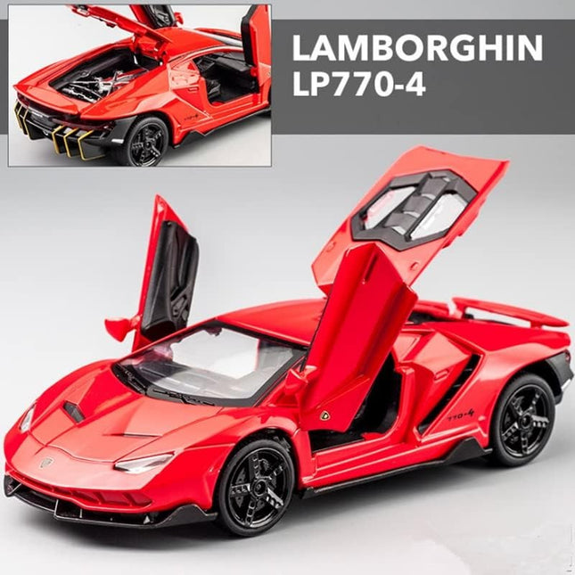 Lamborghini Toy Car Metal Pull Back Diecast Car with Openable Door and Sound Light