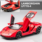 Lamborghini Toy Car Metal Pull Back Diecast Car with Openable Door and Sound Light