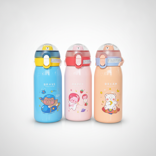 Kids Insulated Sipper Bottle 530ml – Cute Bear Design