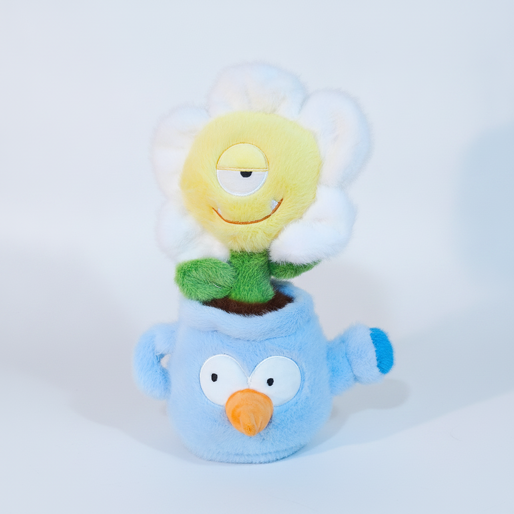 Cute Daisy Flower & Bird Pot Plush Soft Toy