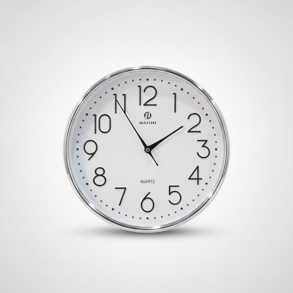Haichi Quartz Wall Clock – Silver Chrome Frame