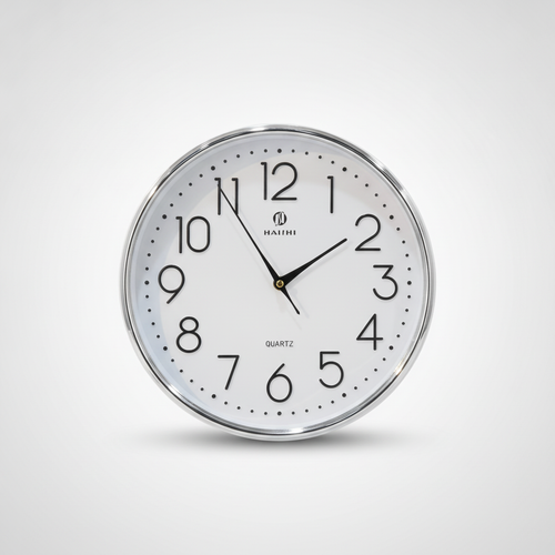 Haichi Quartz Wall Clock – Silver Chrome Frame