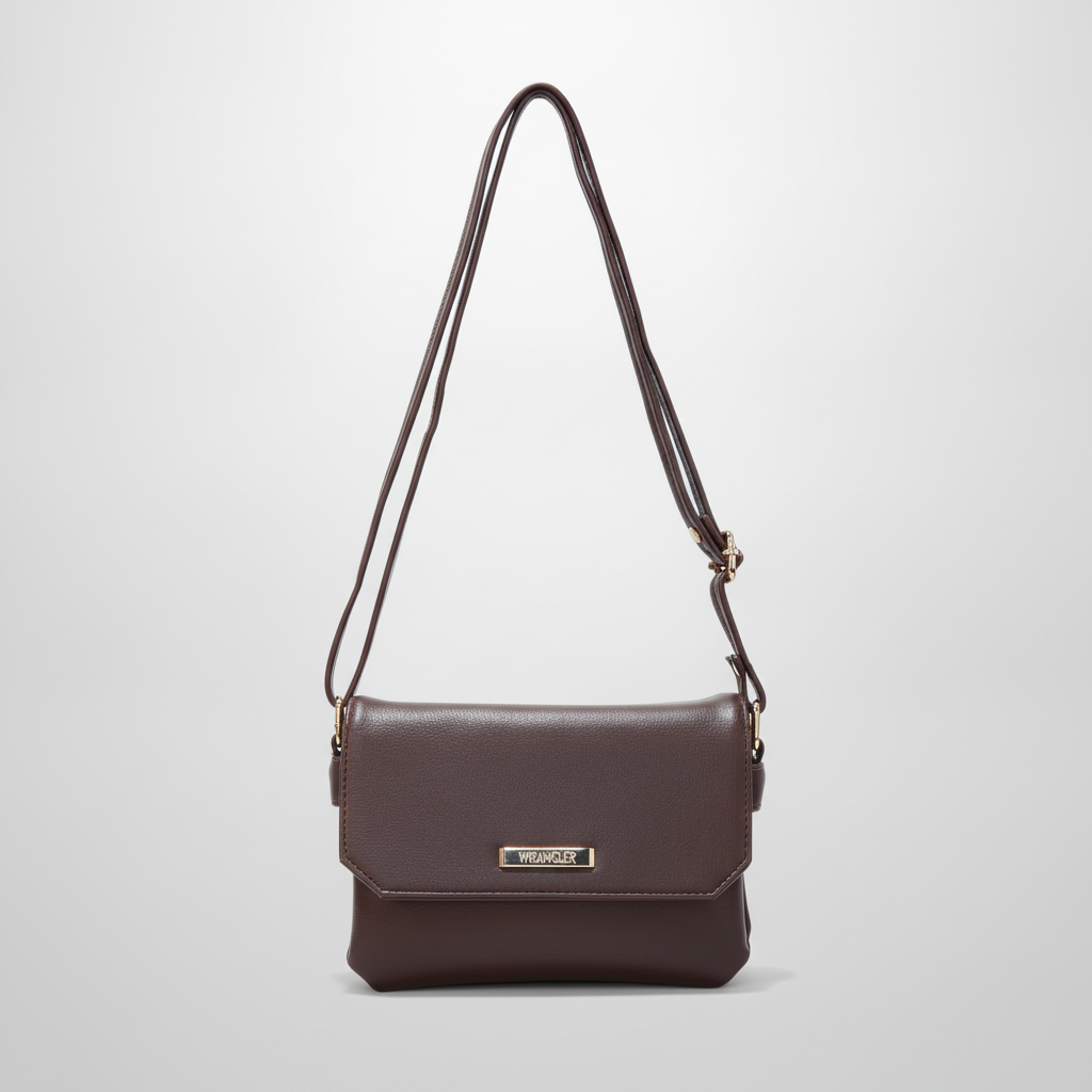 Wrangler Brown Faux Leather Crossbody Bag