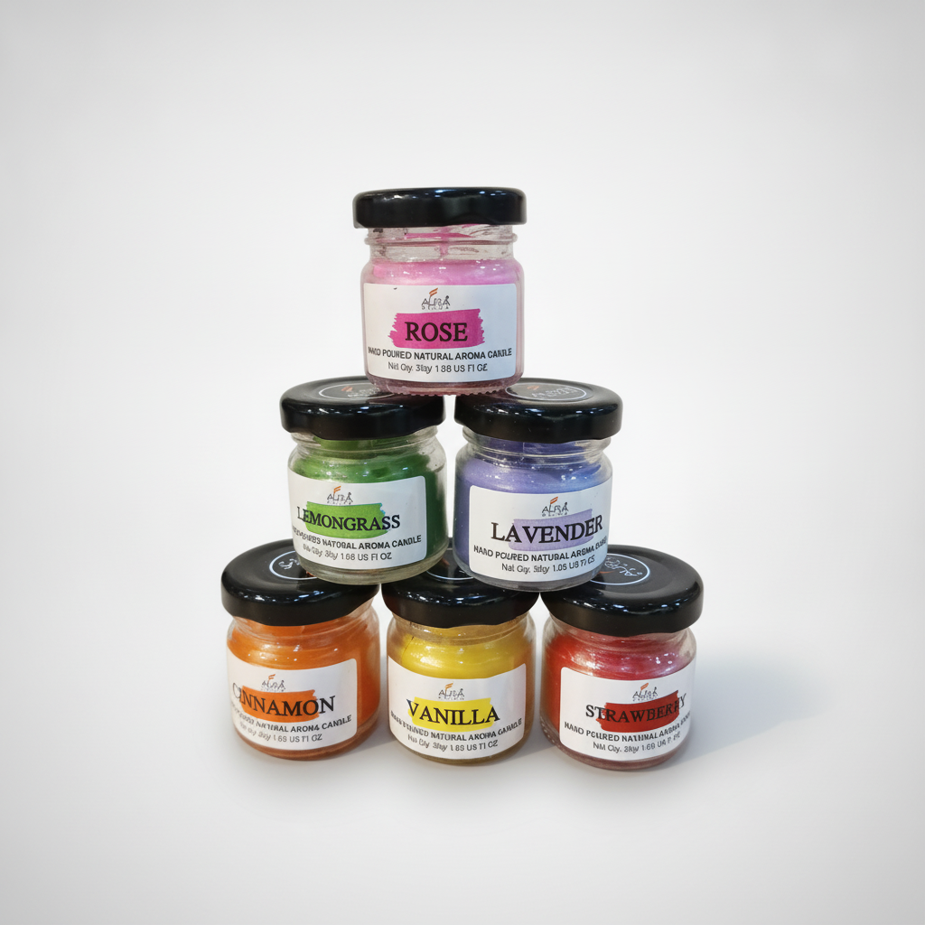 Aura Decor Hand Poured Natural Aroma Candles – Set of 6