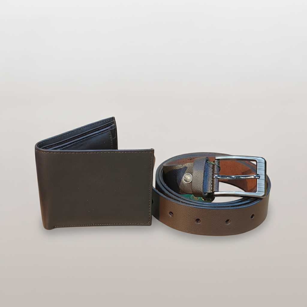 Wrangler Men's Leather Wallet & Belt Gift Set – Brown