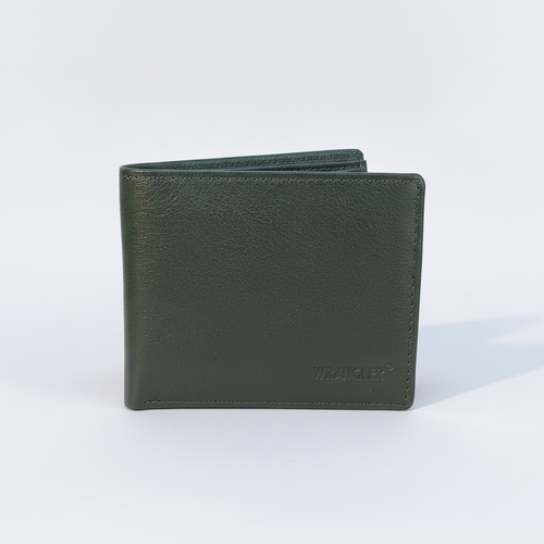 Wrangler Men's Dark Green Leather Bifold Wallet