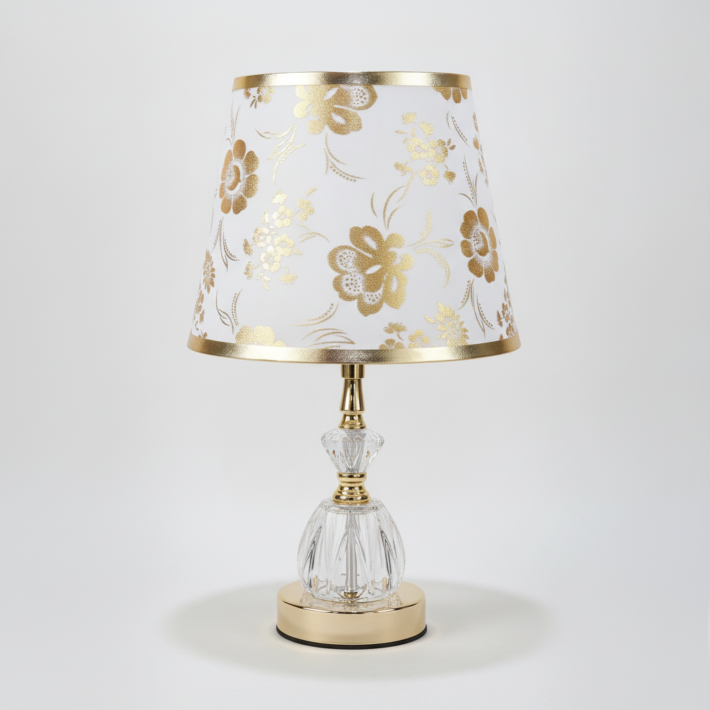 Gold Floral Crystal Base Table Lamp – Elegant Home Décor