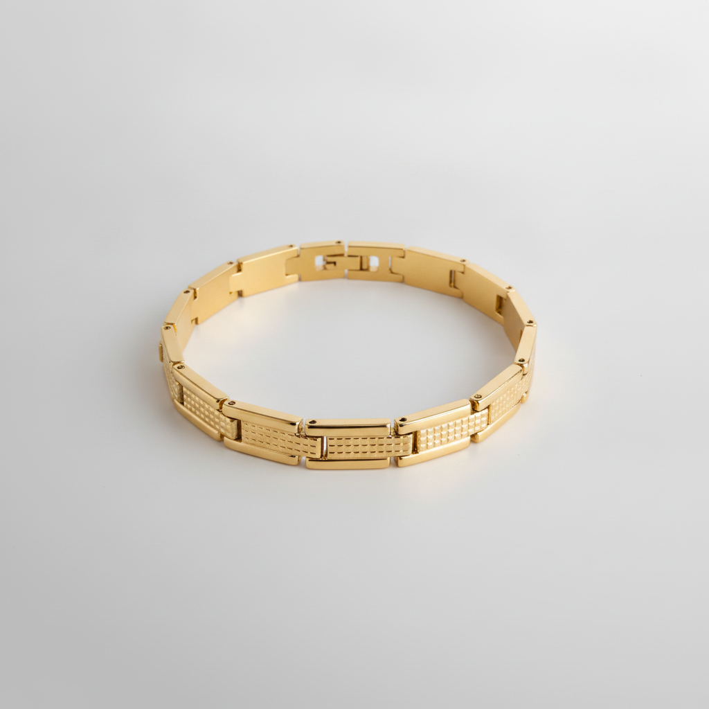 Gold-Tone Stainless Steel Link Bracelet for Men