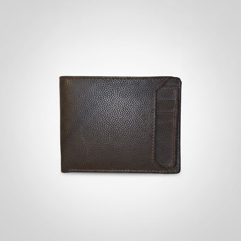 Men's Dark Brown Pebbled Leather Bifold Wallet