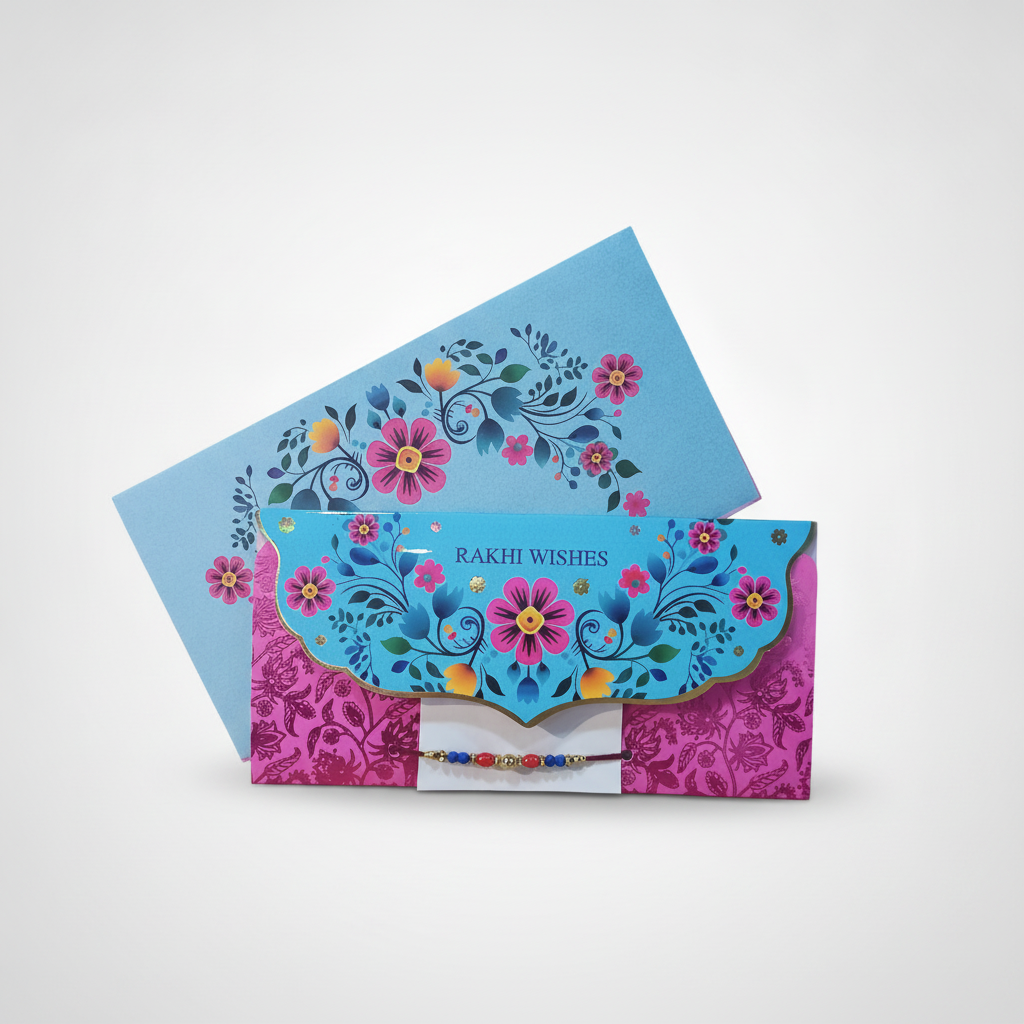 Rakhi Wishes Gift Envelope with Rakhi, Roli & Chawal