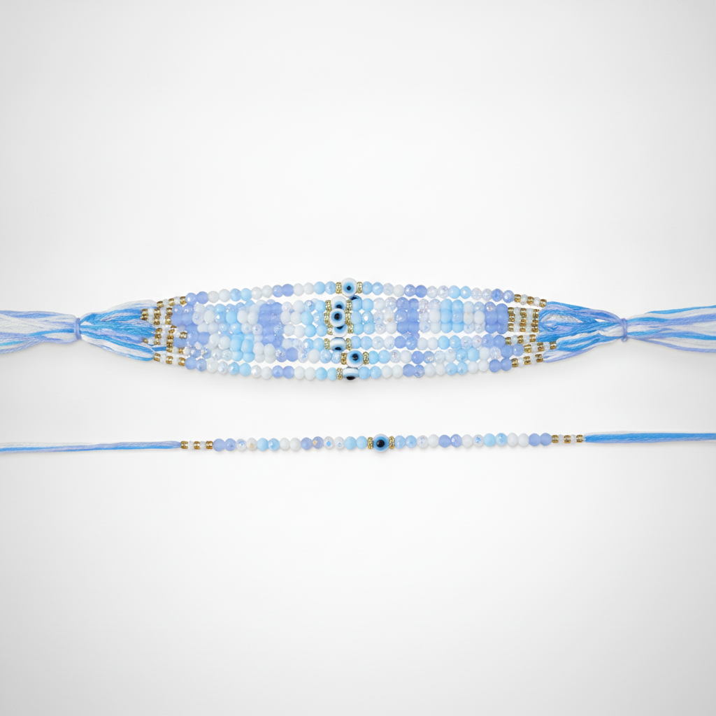 Evil Eye Beaded Rakhi Bracelet Set of 12