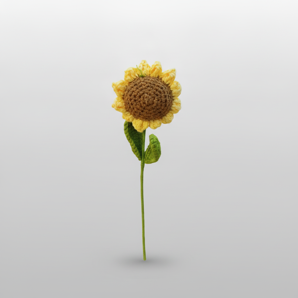 Handmade Crochet Sunflower Stem – Everlasting Floral Gift
