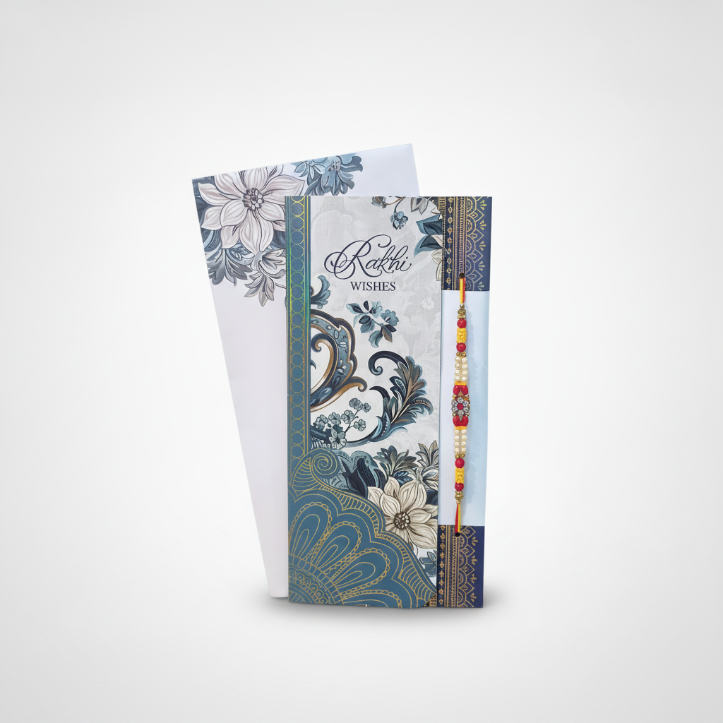 Rakhi Wishes Greeting Card with Rakhi, Roli & Chawal