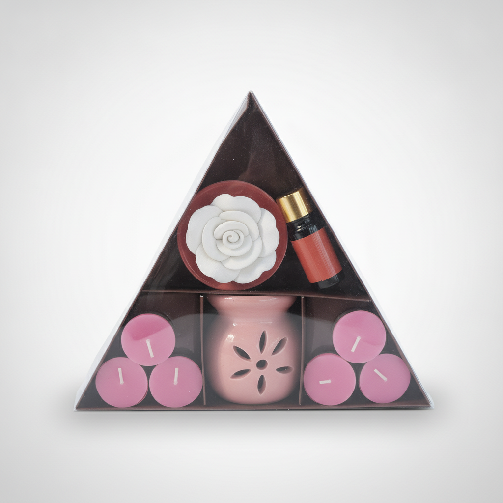 Rose Aromatherapy Gift Set | Oil Burner & Tealight Candles