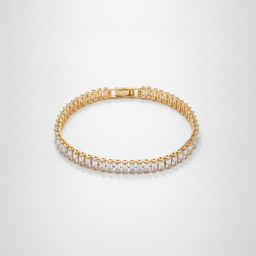 Gold Baguette Crystal Tennis Bracelet