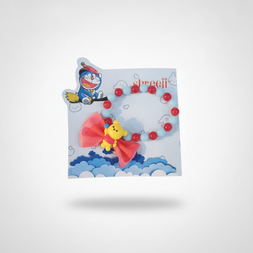 Doraemon Beaded Rakhi with Bow & Cute Bear Charm